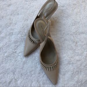 ann taylor laser cut leather slingback pumps